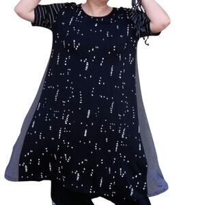 Alembika Spotted Striped Lagenlook Shift Midi Dress